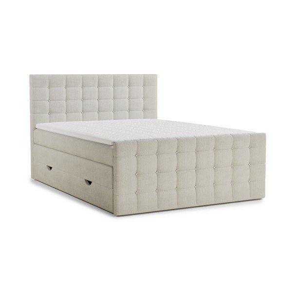 Krem boxspring krevet s prostorom za odlaganje 200x200 cm Tasca – Maison de Rêve