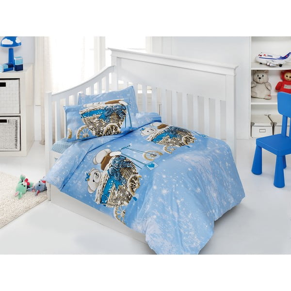 Set dječje posteljine i plahti Sweet Bear Blue, 120x150 cm