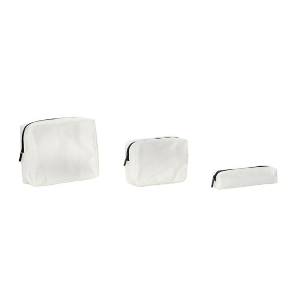 Set od 3 bijele Hübsch Haagan kozmetičke torbice