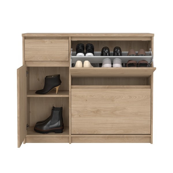 Preklopni ormarić za cipele u dekoru hrasta u prirodnoj boji 109x93x32 cm Naia – Tvilum-image-3