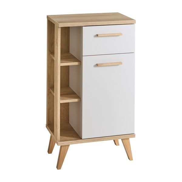 Krem/u prirodnoj boji nizak kupaonski ormarić u dekoru hrasta 50,5x89,5 cm Quickset 966 – Pelipal