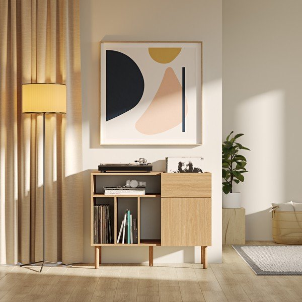 Niska komoda za gramofonske ploče u dekoru hrasta 100x80 cm Viny - TemaHome-image-1