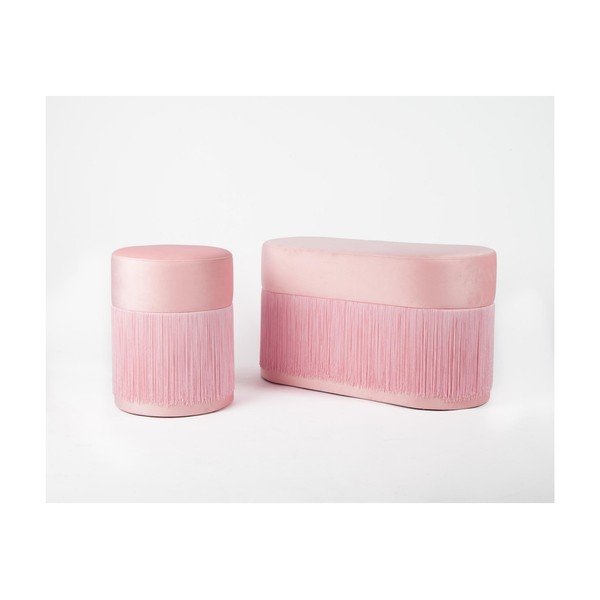 Ružičasti puf s baršunastim navlakom Velvet Atelier, ø 36 cm-image-1