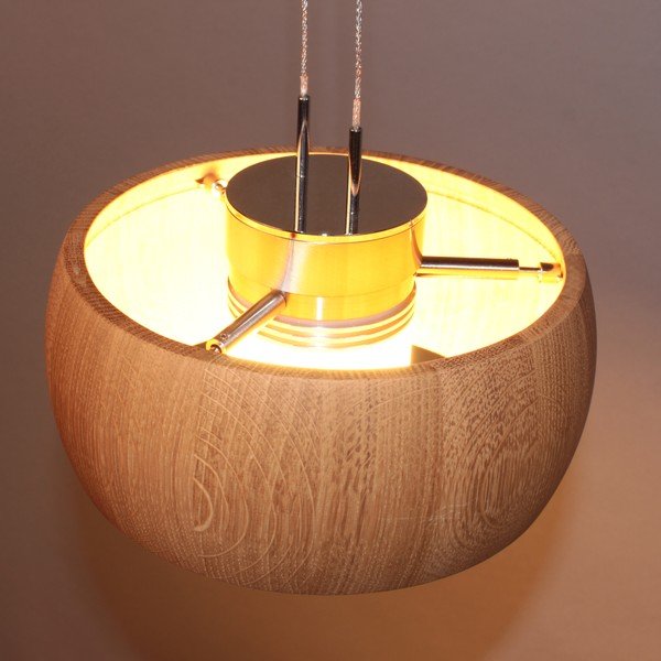 Crna/u prirodnoj boji LED viseća svjetiljka s mogućnosti zatamnjivanja s drvenim sjenilom Shine-wood – Fischer & Honsel-image-2