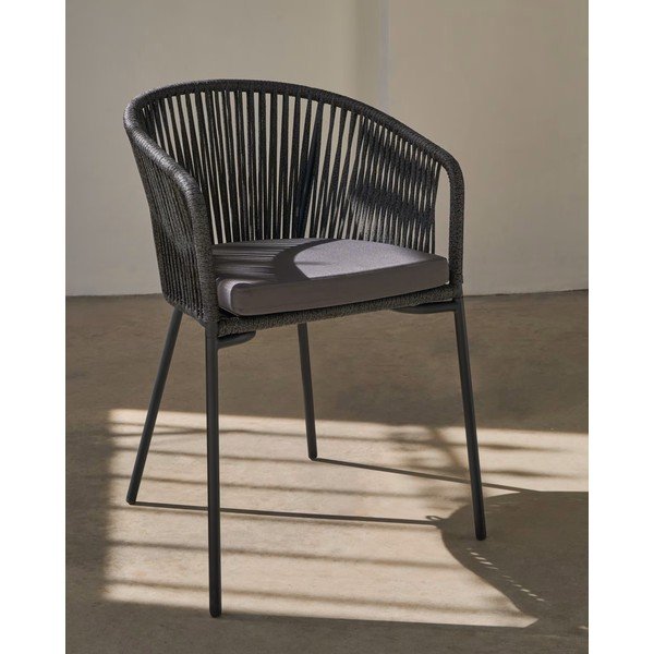 Crna metalna/podstavljena vrtna stolica Yanet – Kave Home-image-1