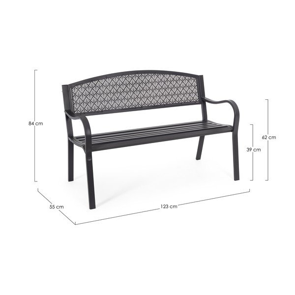 Antracitno siva metalna vrtna klupa Lizette – Bizzotto-image-4