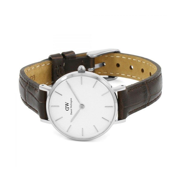 Ženski sat s kožnim remenom i bijelim brojčanikom s detaljima srebrene boje Daniel Wellington Petite York, ⌀ 28 mm-image-2