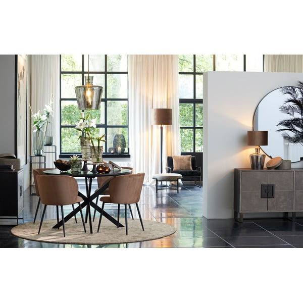 Blagovaonski stolac od smeđeg baršuna Elyna - Light & Living-image-3