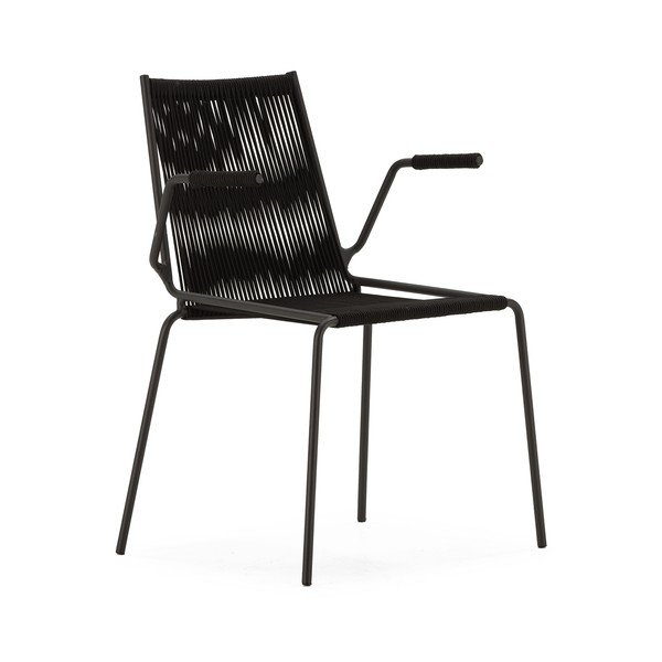 Crne metalne blagovaonske stolice u setu s naslonima za ruke/sklopive 2 kom Emily – Marckeric