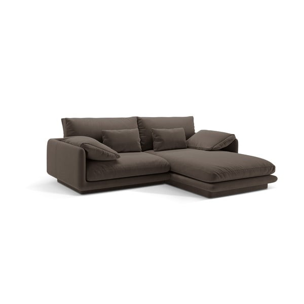 Smeđa baršunasti kutna garnitura (s desnim kutom/s ležaljkom) Torino – Micadoni -image-2