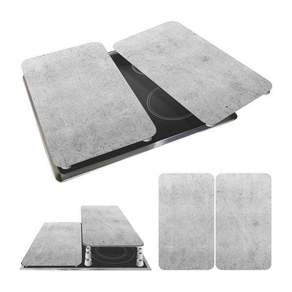 Set od 2 siva staklena poklopca za štednjak Wenko Universal-image-3