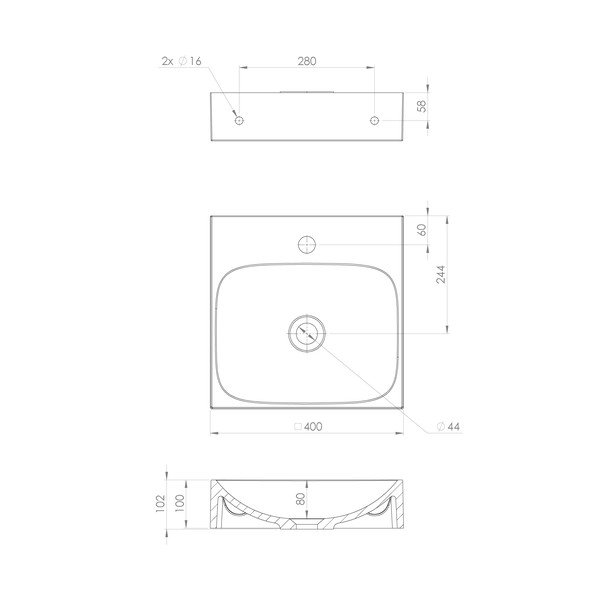 Bijeli umivaonik od mineralnog kompozita 40x40 cm Emona – Sapho-image-4