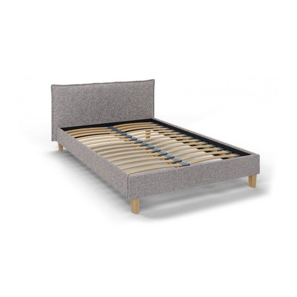 Sivi tapecirani bračni krevet s podnicom 140x200 cm Tina - Ropez