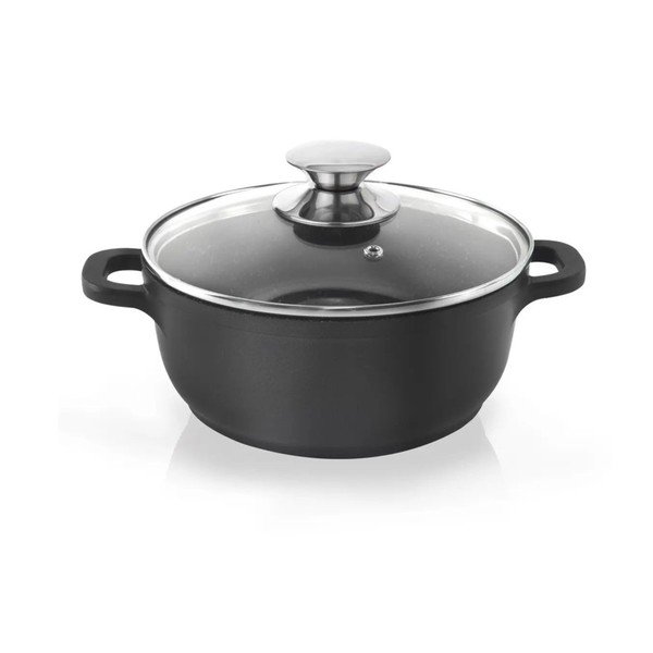 Lonac s neprijanjajućom površinom Pfluon Granit sa staklenim poklopcem Orion Grande, ⌀ 20 cm