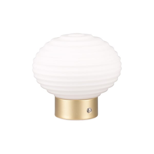 Bijela/u zlatnoj boji LED stolna lampa s mogućnosti zatamnjivanja sa staklenim sjenilom (visina 14,5 cm) Earl – Trio