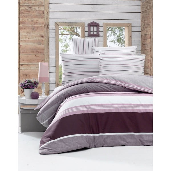 Ljubičasta posteljina sa plahtama za bračni krevet Savoy, 200 x 220 cm
