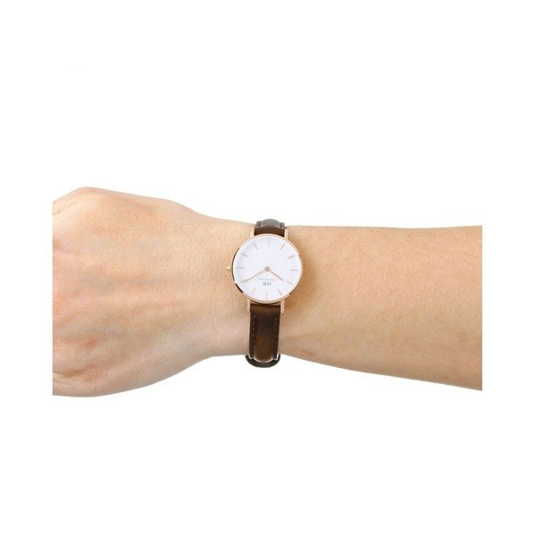 Ženski sat s kožnim remenom i bijelim brojčanikom s detaljima ružičasto-zlatne boje Daniel Wellington Petite Bristol, ⌀ 28 mm-image-2