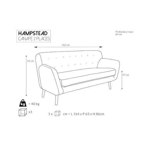 Rozi kauč Cosmopolitan design Hampstead, 162 cm-image-4