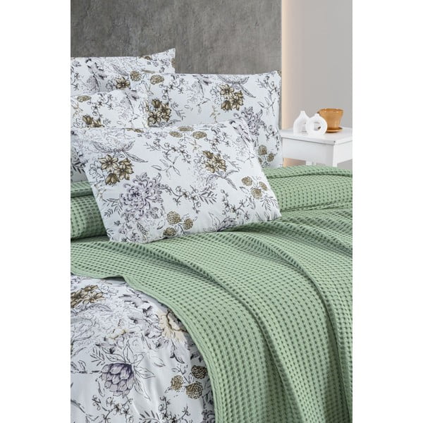 Zeleni pamučan prekrivač 220x240 cm Waffle – Mila Home-image-1