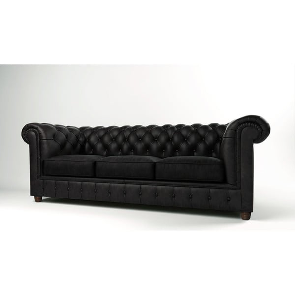 Crna baršunasta sofa 230 cm Cambridge - Ropez