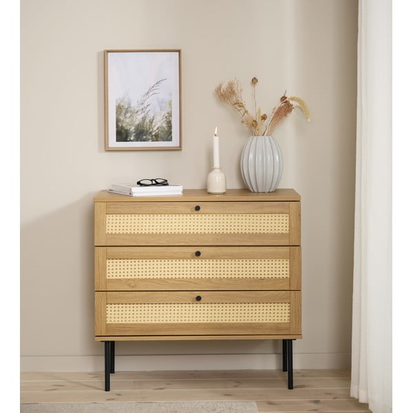 Niska komoda u dekoru hrasta u prirodnoj boji 80x75 cm Pensacola – Unique Furniture-image-1