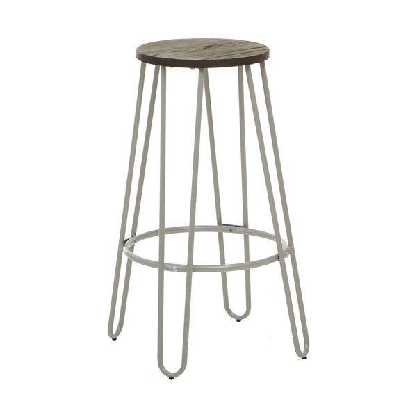 Siva/u tamnoj prirodnoj boji barska stolica od čvrstog brijesta (visine sjedala 75 cm) District – Premier Housewares