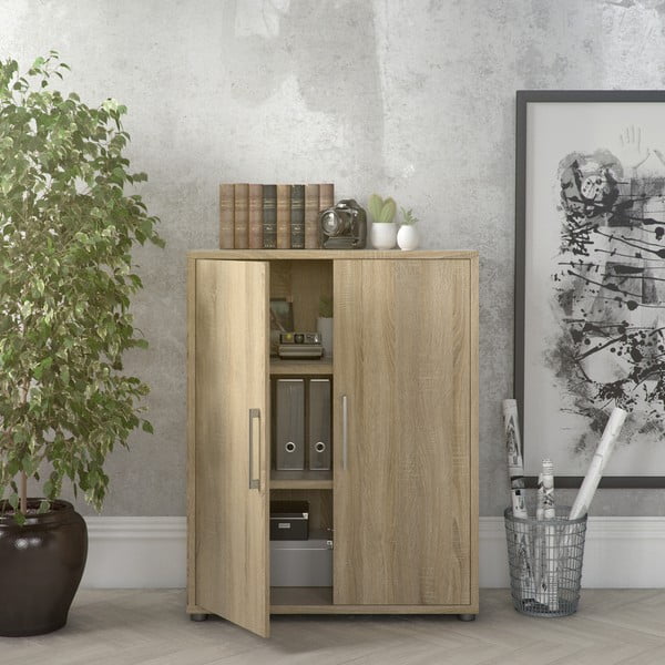 Modularna biblioteka u dekoru hrasta u prirodnoj boji 89x113 cm Prima – Tvilum-image-1