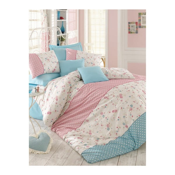 Posteljina u boji za bračni krevet s posteljinom Emily, 200 x 220 cm