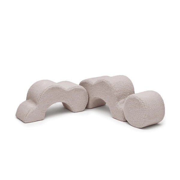 Svijetlo sivi set mekanih igrački od pjene 3 kom od boucle tkanine visina 27 cm 88x90 cm – Meowbaby-image-3
