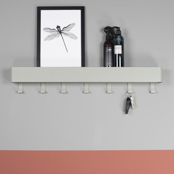 Prljavo zelena metalna zidna vješalica s policom 72 cm Dax Play – Spinder Design-image-2