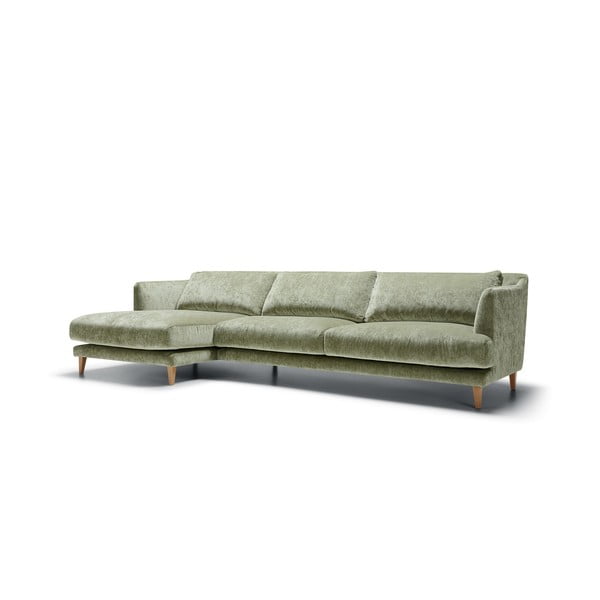 Svijetlo zelena baršunasta kutna garnitura (s lijevim kutom) Vera – Sits