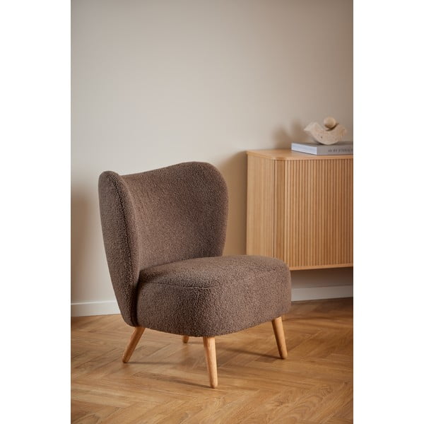 Smeđa fotelja od bouclé tkanine Elmont – Actona-image-1