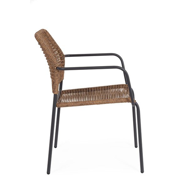 Tamno siva/u prirodnoj boji metalna vrtna stolica Jable – Bizzotto-image-3