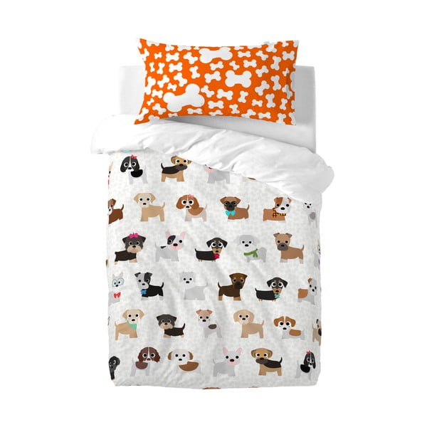 Dječji pamučni poplun i jastuk Psi lisice, 115 x 145 cm