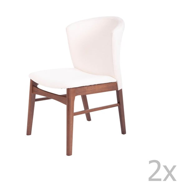 Set od 2 bijele blagovaonske stolice s tamnosmeđim podnožjem od drveta kaučukovca sømcasa Mara