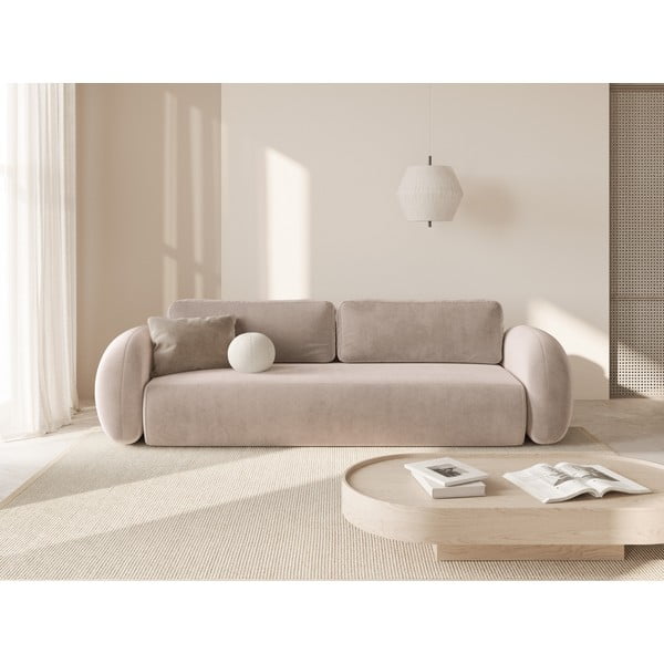 Bež baršunasti sklopiva/s prostorom za odlaganje sofa 262 cm Tonale – Cosmopolitan Design-image-1