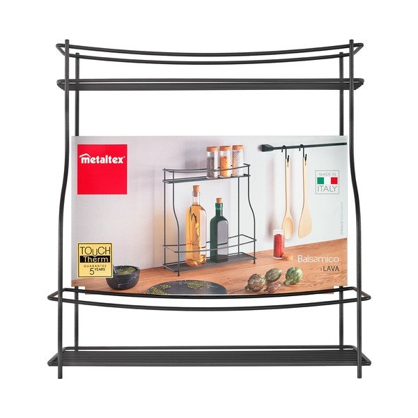 Crna dvoetažna dodatna polica za kuhinju Metaltex Balsamico Lava-image-3