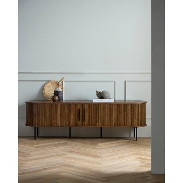 Smeđa TV komoda u dekoru hrasta 180x56x45 cm Nola – Unique Furniture-image-1