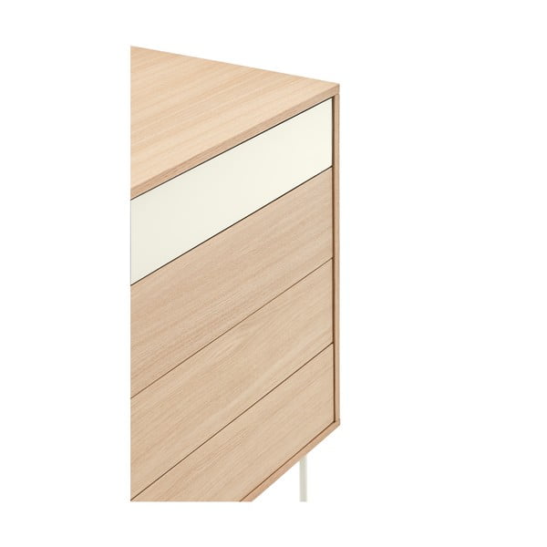 Kremasto bijela komoda s hrastovim furnirom s ladicama Teulat Yoko-image-4