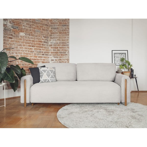 Bež sklopiva/s prostorom za odlaganje sofa od samta 244 cm Arcadova – ELTAP-image-1