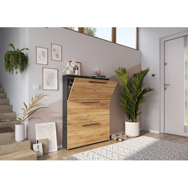 Tamnosivi preklopni ormarić za cipele u dekoru hrasta Wildomar - Germania-image-4