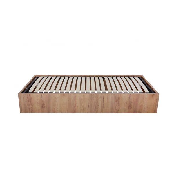 Krevet od iverice s prostorom za odlaganje/bez uzglavlja s podnicom 90x190 cm u svijetloj prirodnoj boji Nira – Bobochic Paris-image-3