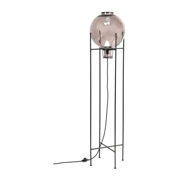 Samostojeća svjetiljka od recikliranog stakla i metala Velvet Atelier Fume, visina 145 cm