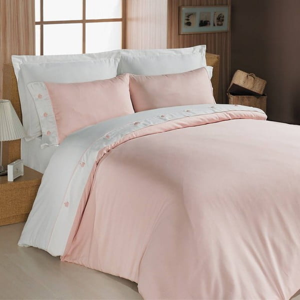 Posteljina za bračne krevete s plahtama Pink Premium, 200 x 220 cm