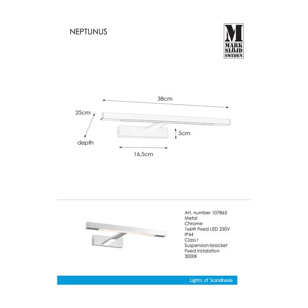 LED zidna lampa srebrne boje (duljina 38 cm) Neptunus - Markslöjd-image-2