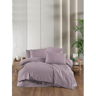 Ljubičasta posteljina za bračni krevet/za produženi krevet od damasta s uključenom plahtom/4-dijelna 200x220 cm – Mila Home