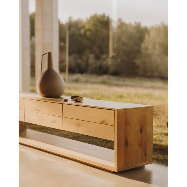 TV komoda u dekoru hrasta u prirodnoj boji 200x51 cm Alguema – Kave Home-image-1