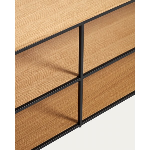 TV stol u crno-prirodnoj boji u dekoru hrasta 160x50 cm Yoana - Kave Home-image-1