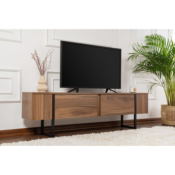 TV komoda u dekoru oraha u tamnoj prirodnoj boji 180x50x29,5 cm Serenity – Kalune Design-image-3