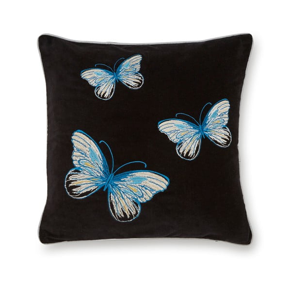 Crni pamučni ukrasni jastuk Cooksmart ® Opulence Butterflies, 45 x 45 cm